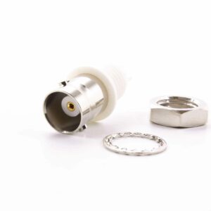 HF-Stecker, BNC female Chassis, Verschraubung auf der Rückseite/Montage isoliert/Löt-Stecker #CC756